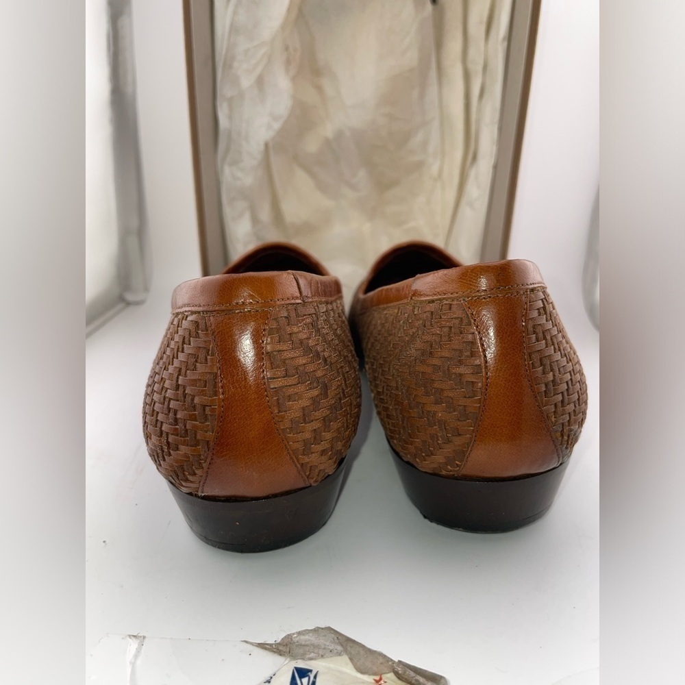 MIGLIORE men shoes Made in Italy loafer basket weave leather brown Size 8 - Picture 6 of 9